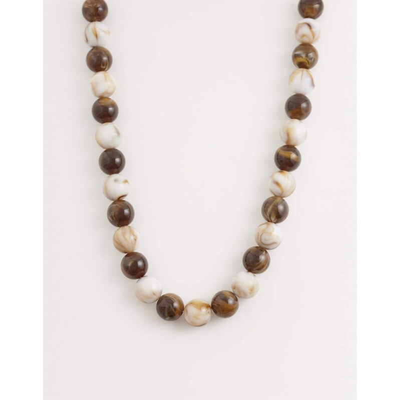 DesignB London resin mixed bead necklace in neutrals