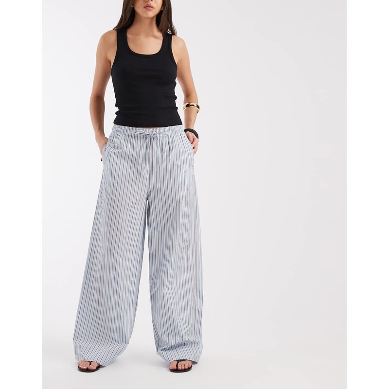 ONLY pull on wide leg trousers in light blue stripes