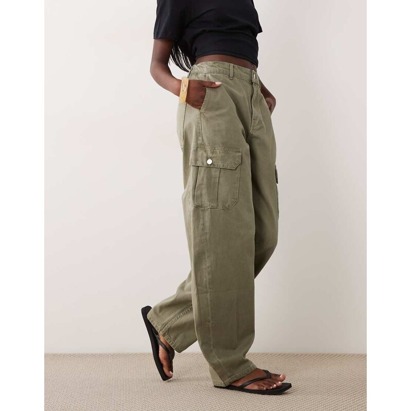 ASOS DESIGN cargo trousers in soft khaki-Green