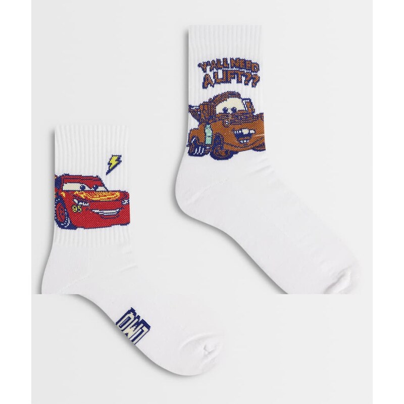 ASOS DESIGN 2 pack socks with Disney Cars graphic in white 115522734