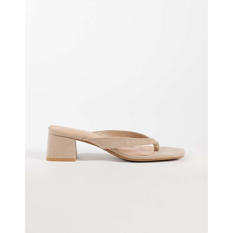 New Look toe post block heeled sandal in light brown