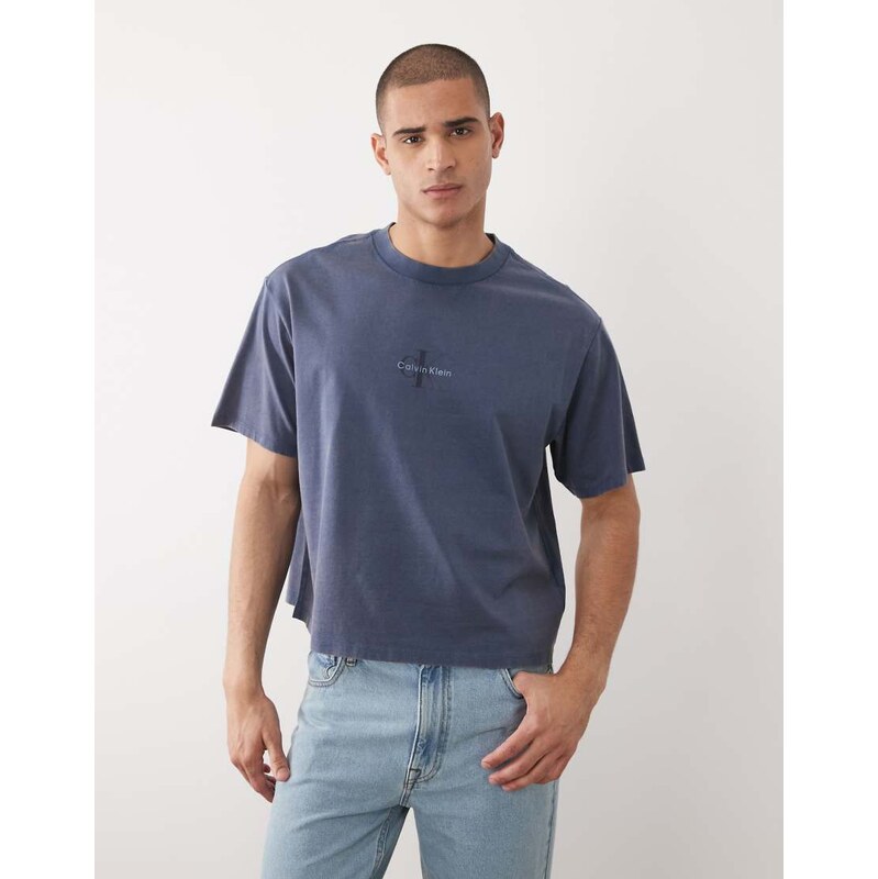 Calvin Klein Jeans Monologo 90s fit t-shirt in denim wash blue
