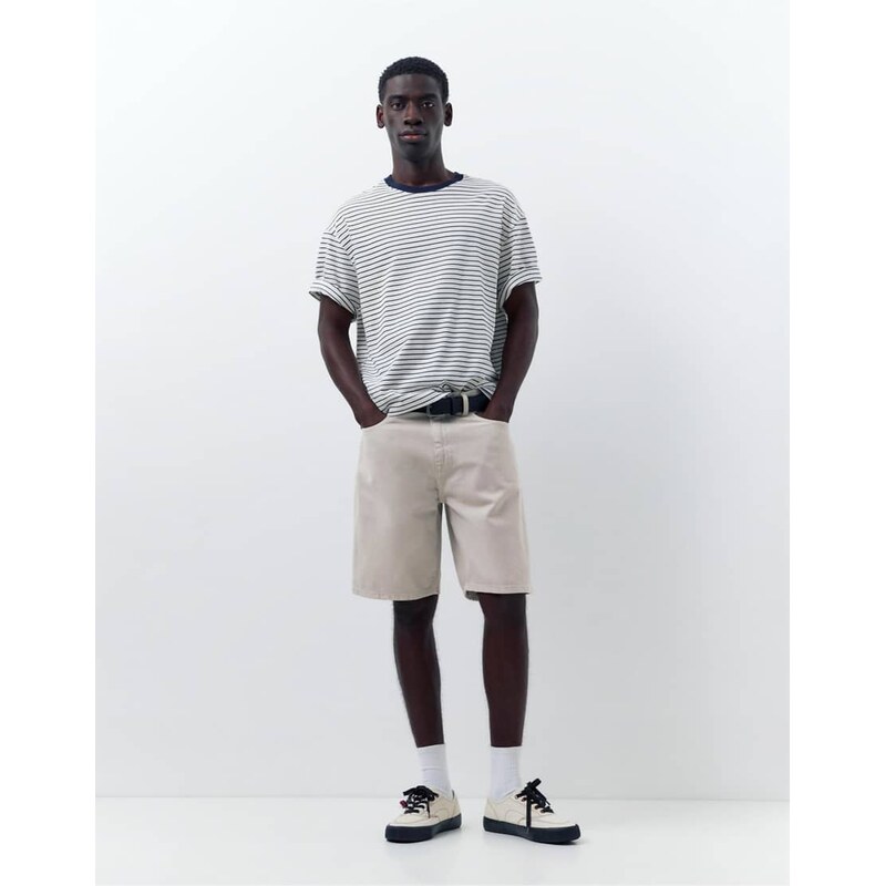 Pull&Bear Standard denim bermuda shorts in pale grey