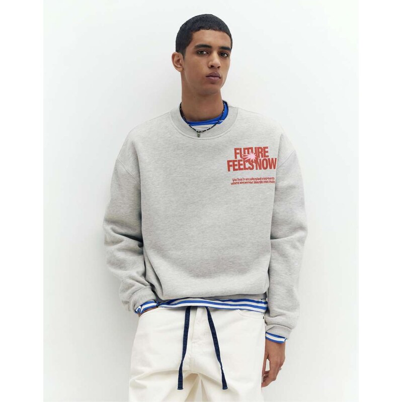 Pull&Bear Grey future sweatshirt in grey marl