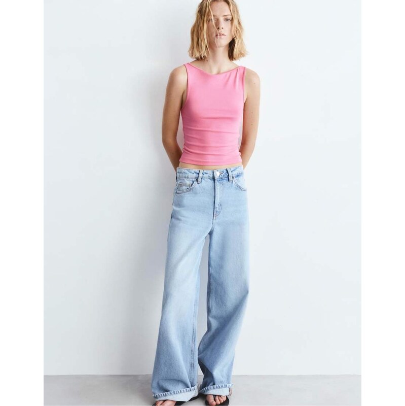 Pull&Bear Boat neck tank top in pink
