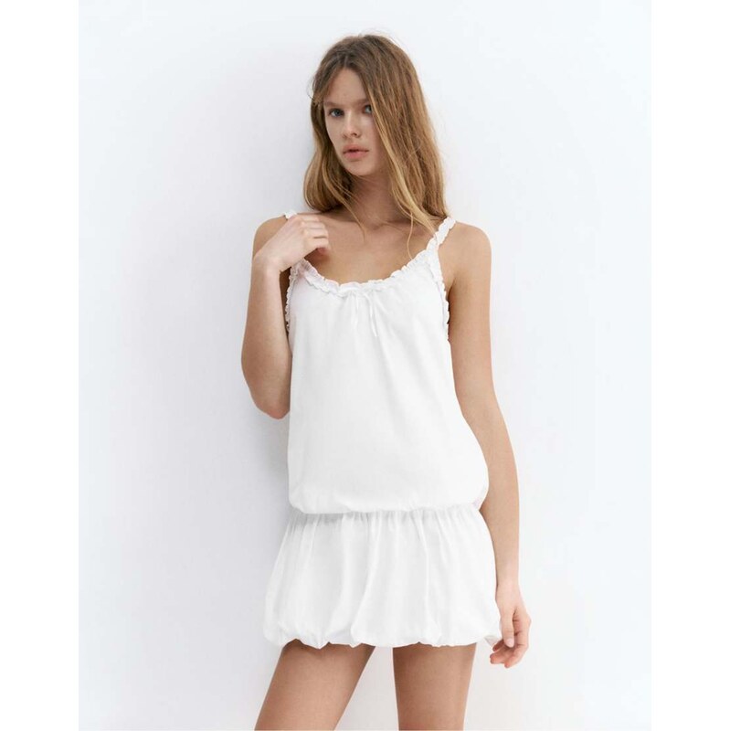 Pull&Bear White short balloon dress in white