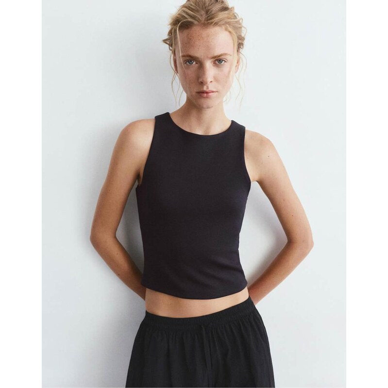 Pull&Bear Tank top with modal in black 115030200