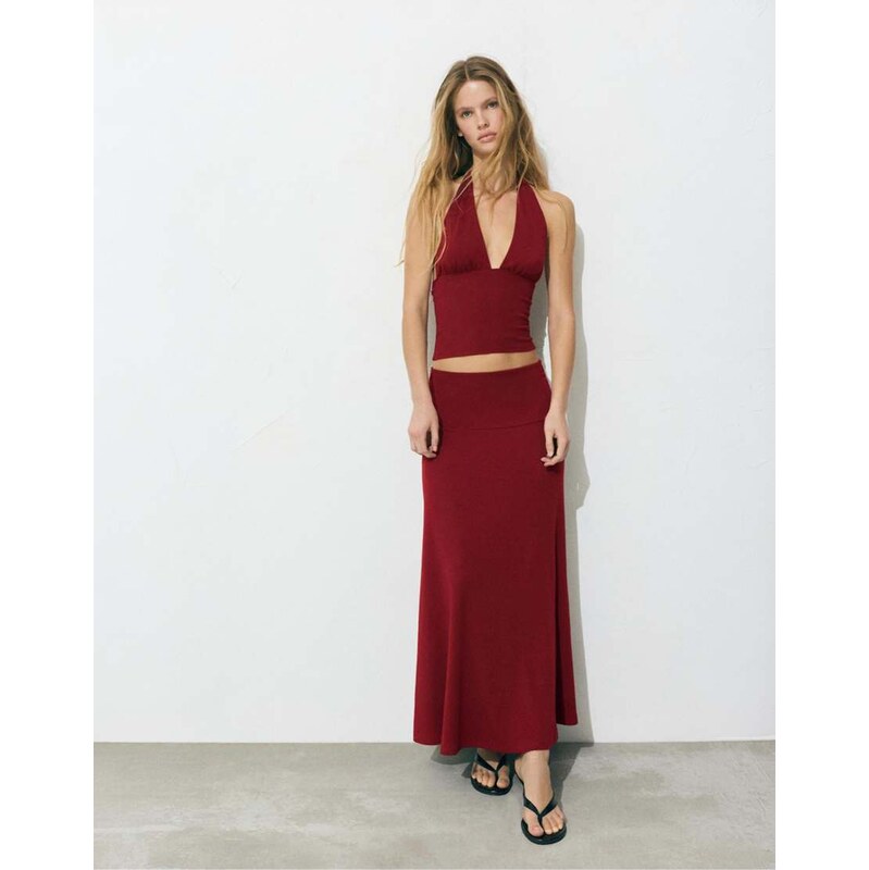 Pull&Bear Flared midi skirt in russet-Orange 115030199