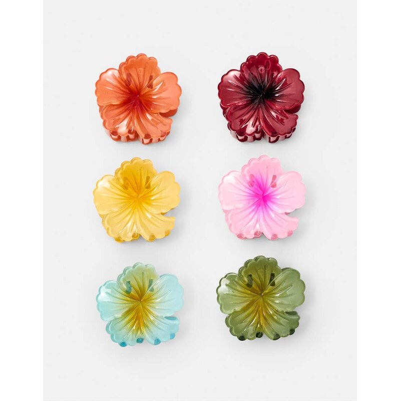 Pull&Bear 6-pack of flower fur clips in red 115030206