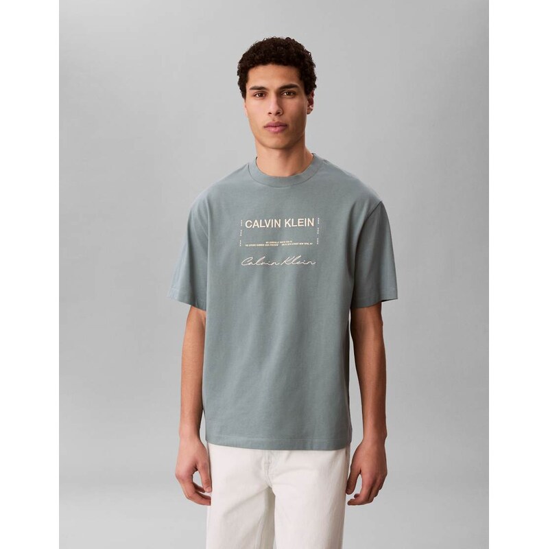 Calvin Klein Jeans relaxed fit graphic t-shirt in washed green