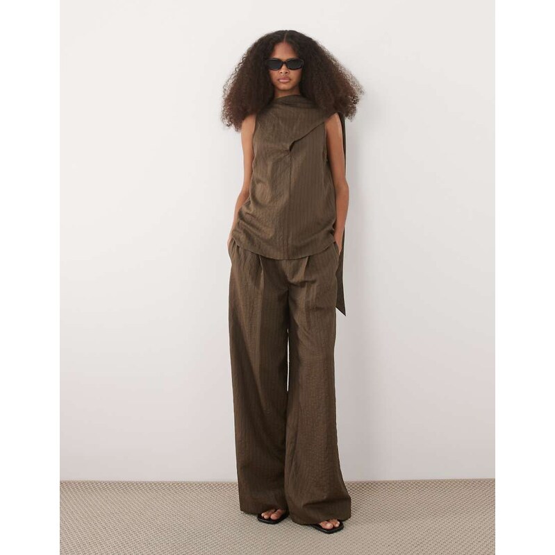 Mango Tatu tie front pleat front straight trouser co-ord in
