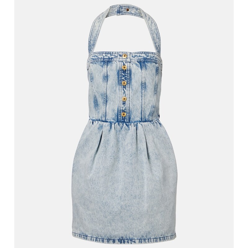 Patou Halterneck denim minidress
