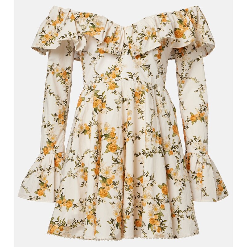 Agua by Agua Bendita Verso off-shoulder floral cotton minidress
