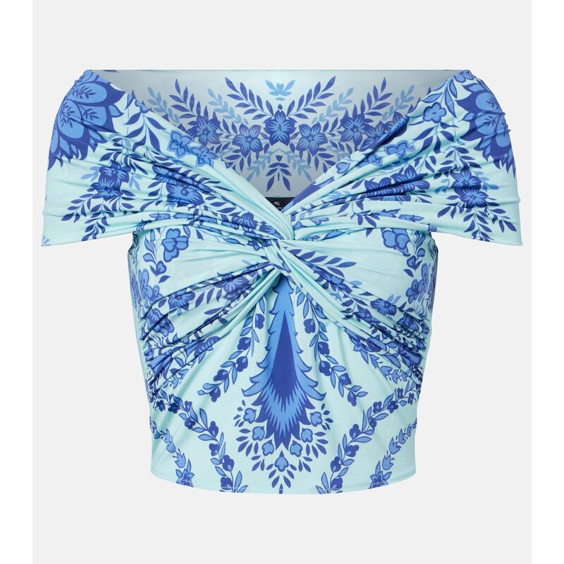 Etro Printed jersey crop top