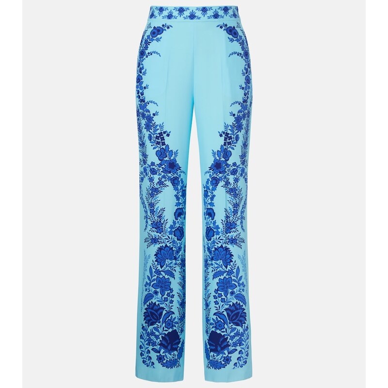 Etro Floral silk straight pants