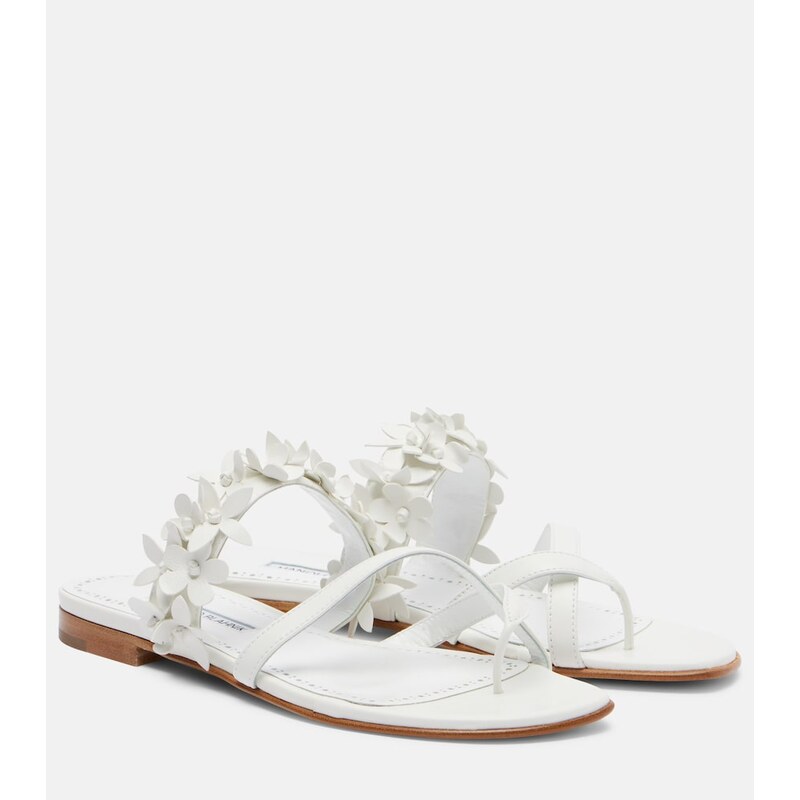 Manolo Blahnik Fiosa appliquÃ leather thong sandals