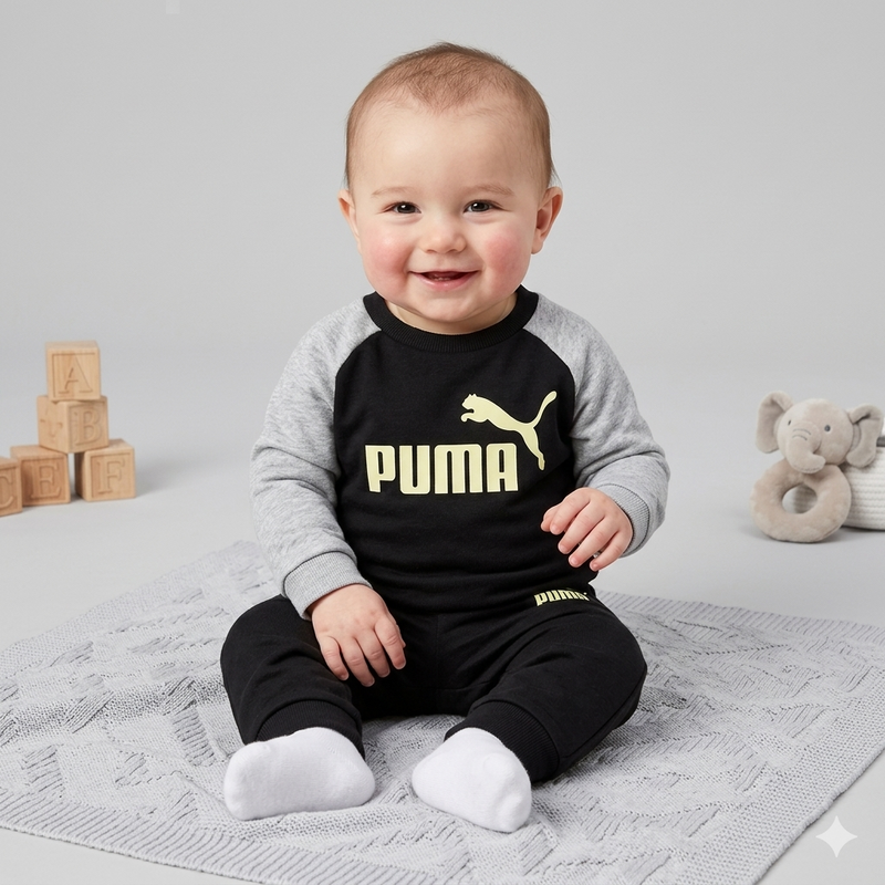 PUMA MINICATS ESS Raglan Crew Set FL INF black