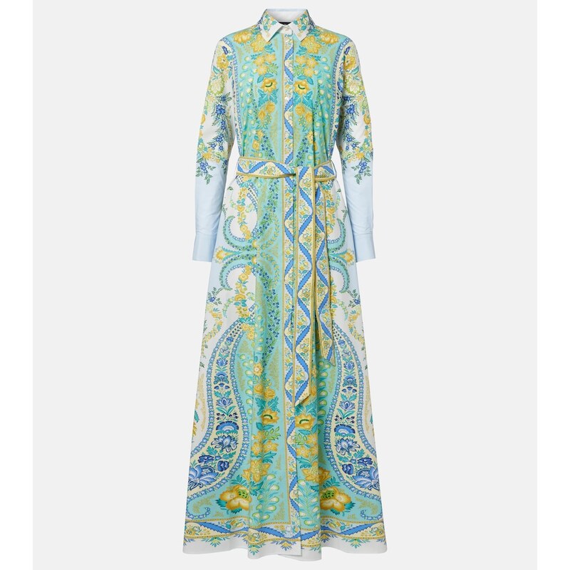 Etro Belted floral cotton shirt dress