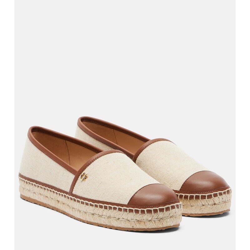 Gianvito Rossi Leather-trimmed canvas espadrilles