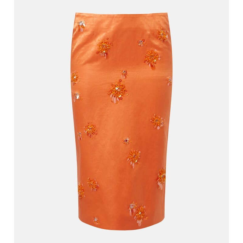 Shushu/Tong Embellished linen and silk slip skirt