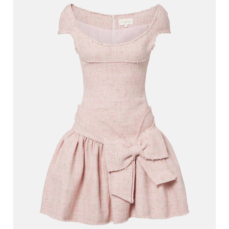 Shushu/Tong Bow-detail distressed tweed minidress