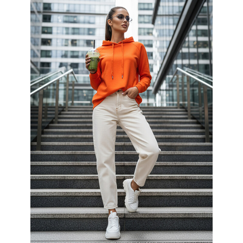 BASIC Oranžová mikina s kapucí POLINA BY1142