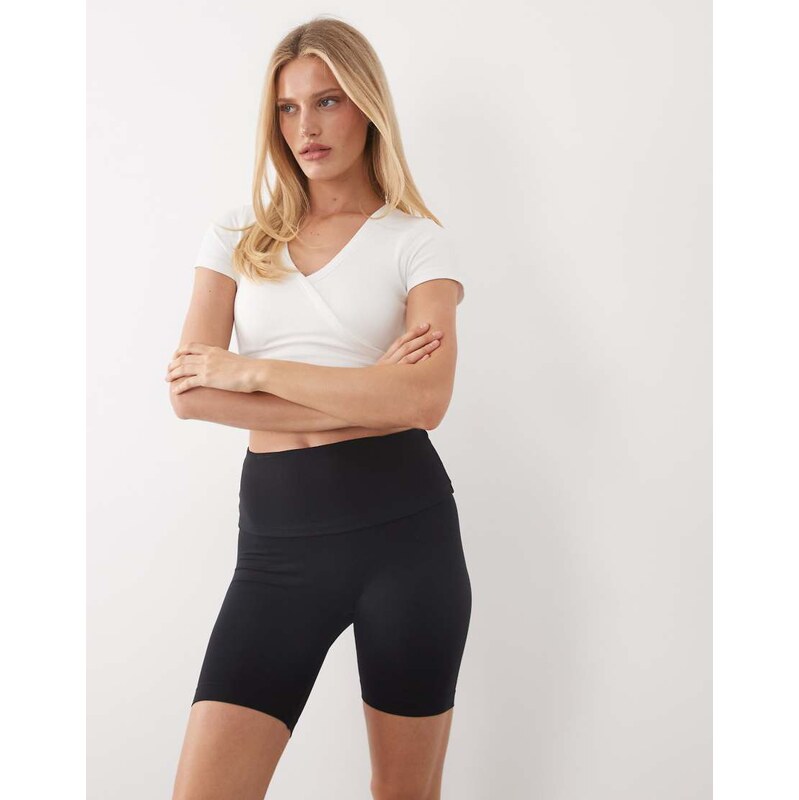 4505 plush handle foldover high waist 5 legging short in black 115033778