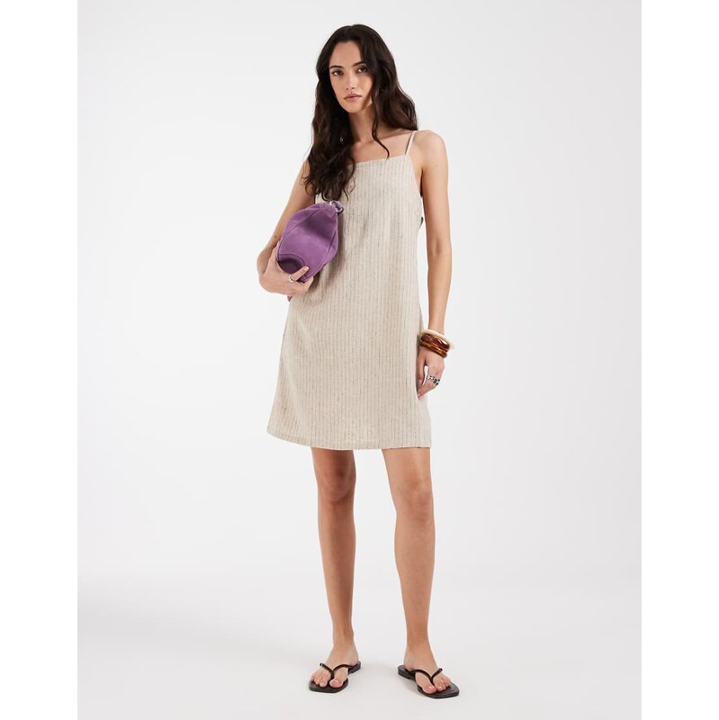 JJXX linen blend mini dress in beige-Neutral