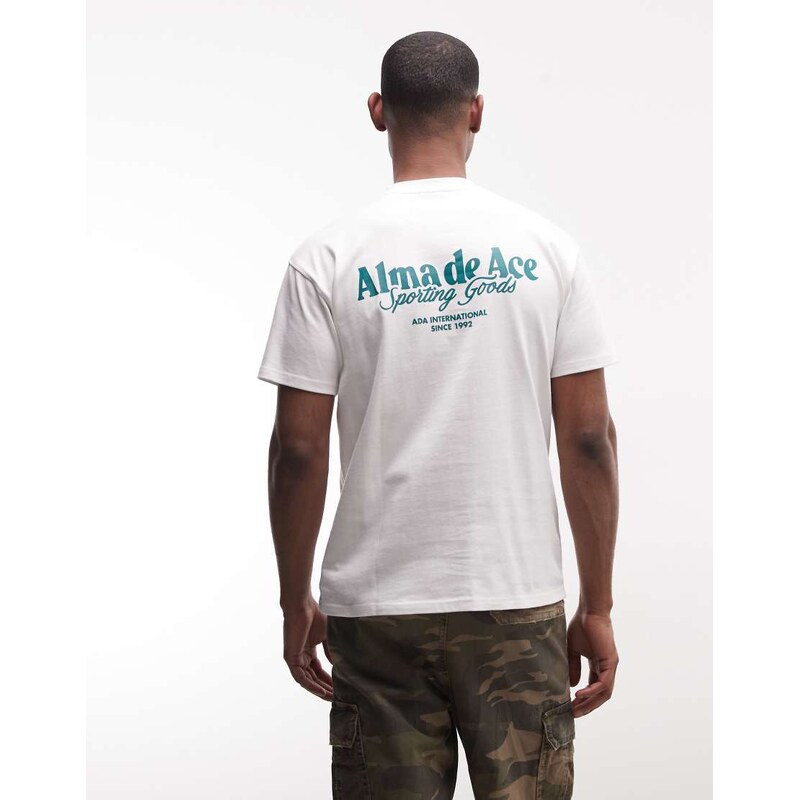 Alma De Ace sporting goods back print logo t-shirt in white