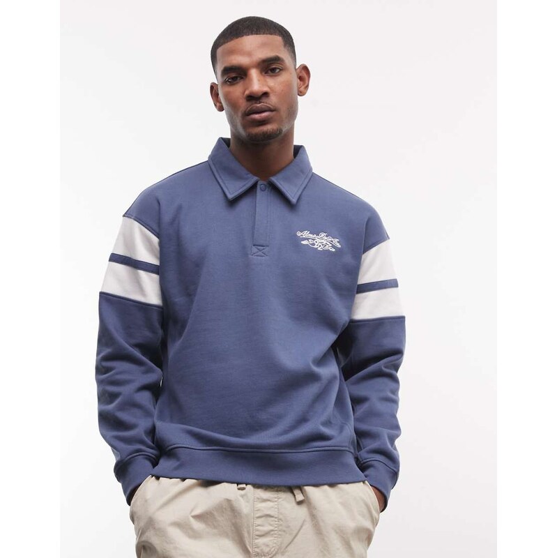 Alma De Ace lina long sleeve rugby polo top with contrast collar