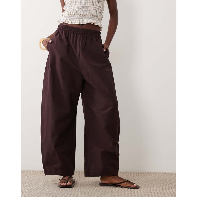 ARKET pure cotton pull on trousers in brown