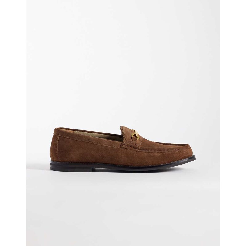 ASOS DESIGN penny snaffle loafer in tan leather-Brown