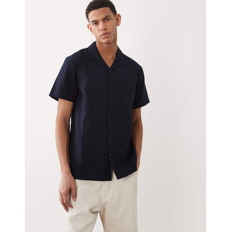 Brave Soul short sleeve textured shirt with revere collar in