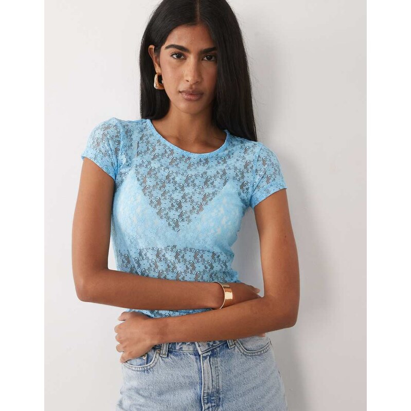 ASOS DESIGN lace baby tee in blue