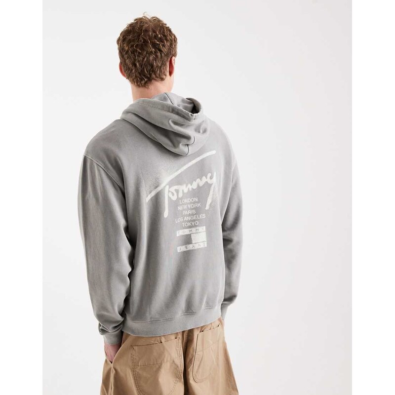 Tommy Jeans Signature neon sign logo relaxed fit hoodie in grey