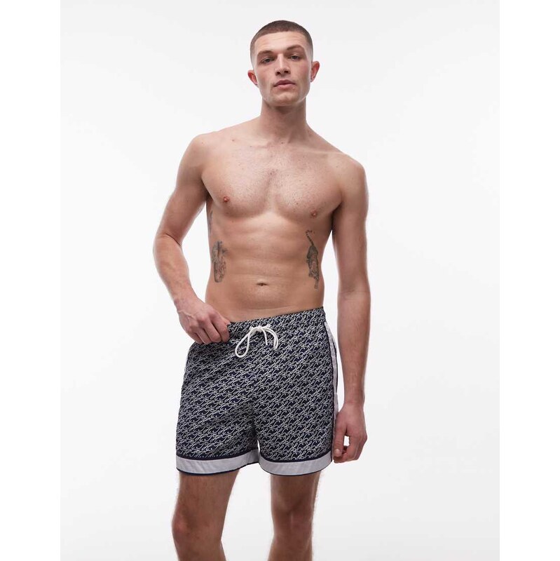 Tommy Hilfiger all over print drawstring swim shorts in navy