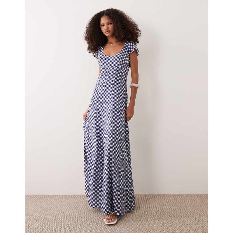 ASOS DESIGN scoop neck short sleeve maxi dress with godets in