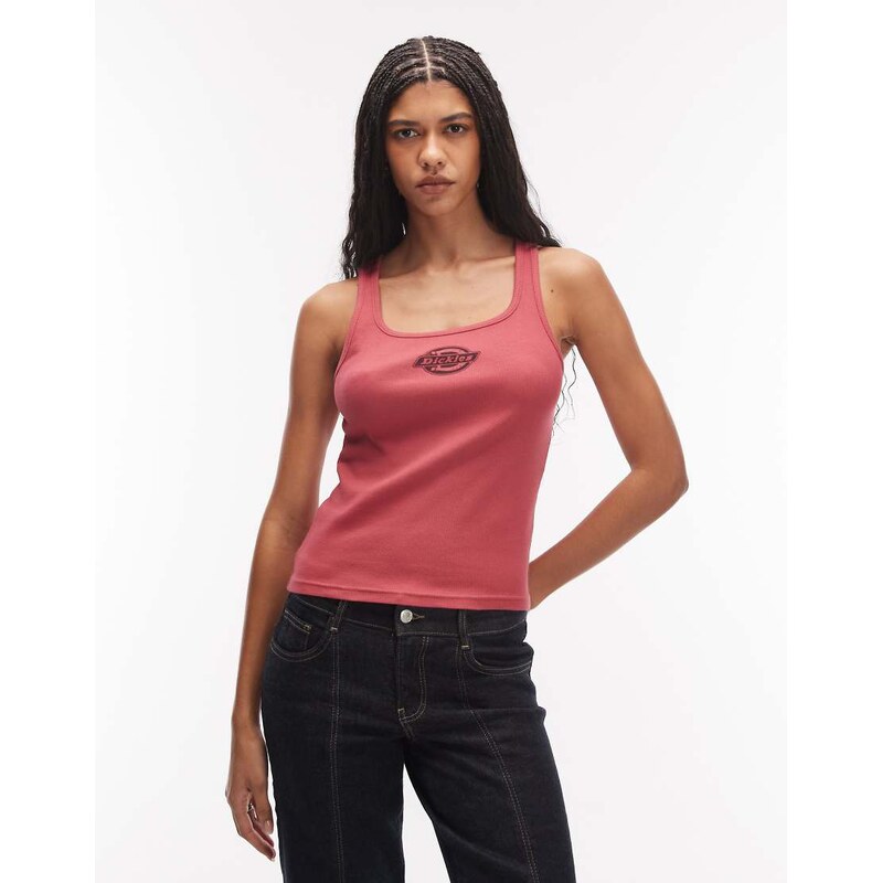 Dickies Plainville square neck logo vest in red 115033812