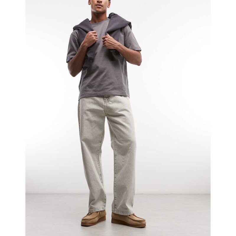 Carhartt WIP landon tapered loose fit jeans in chalk wash-White