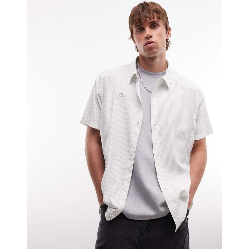 Umbro short sleeve boxy shirt in white stripe