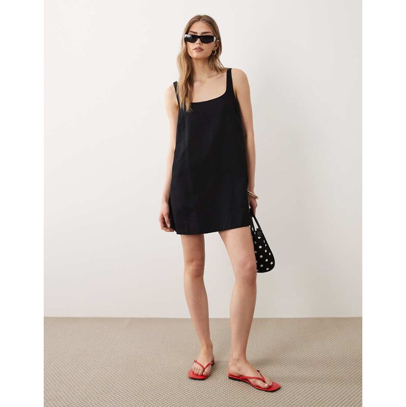 ASOS DESIGN scoop neck shift mini dress in black