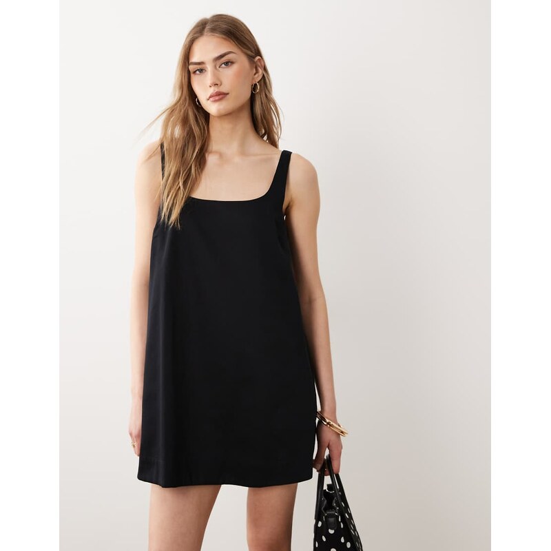 ASOS DESIGN scoop neck shift mini dress in black