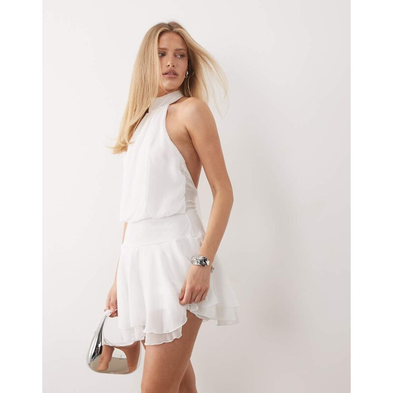 Fashionkilla chiffon halterneck foldover detail ruffle skirt