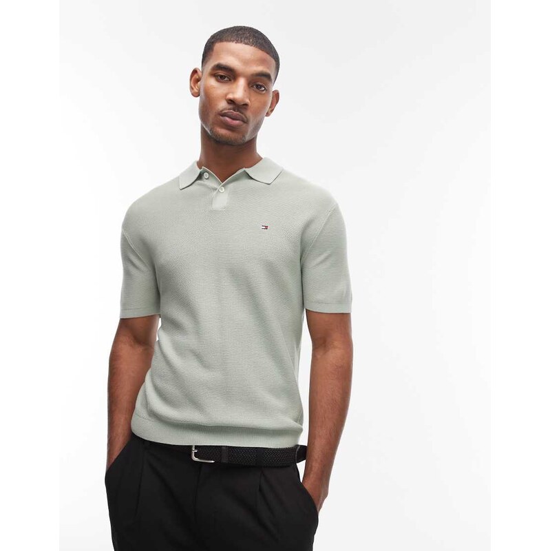 Tommy Hilfiger knitted polo shirt in mint-Green