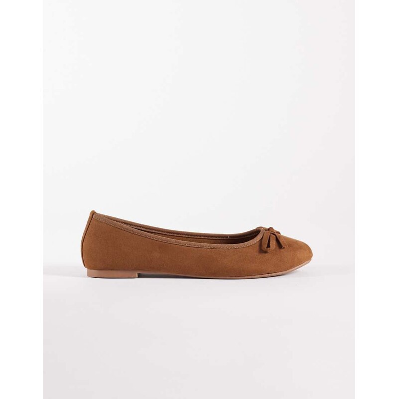 New Look faux suede ballet flats in tan-Brown 115040318