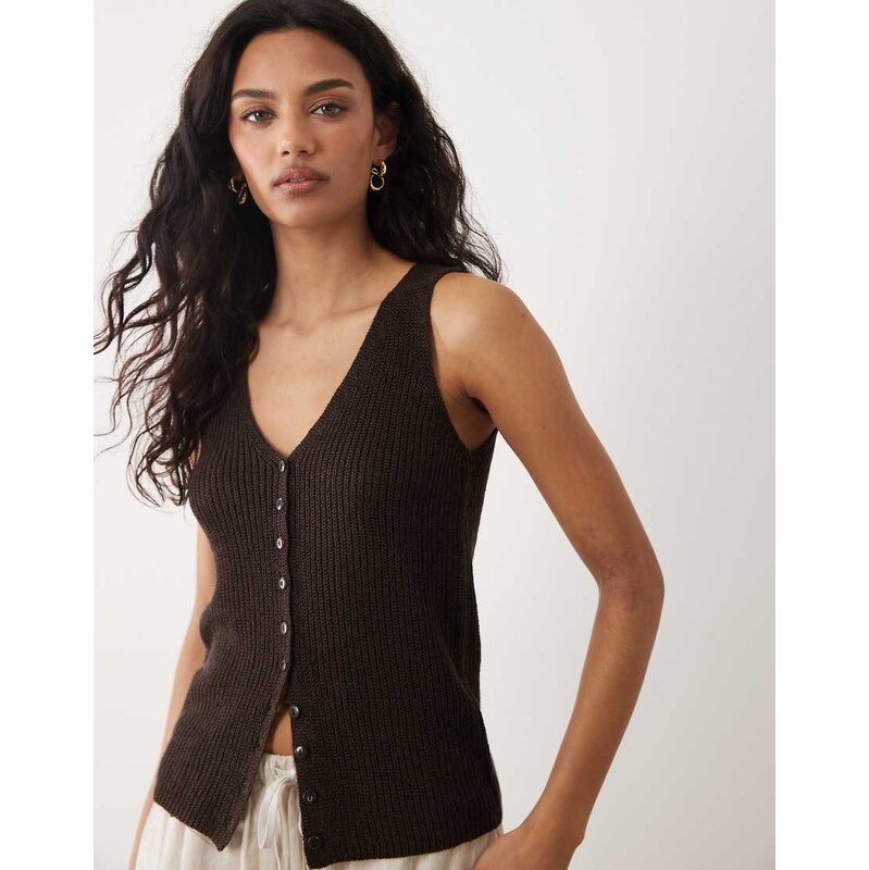 Mango knitted waistcoat in brown 115057960