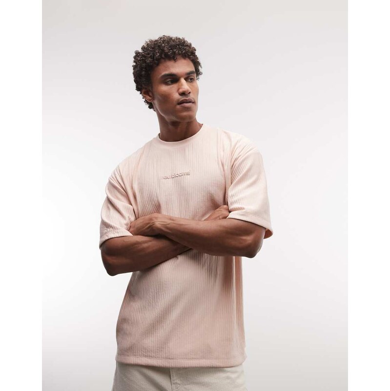 ASOS DESIGN heavyweight oversized t-shirt co-ord with front graphic in pink rib fabric