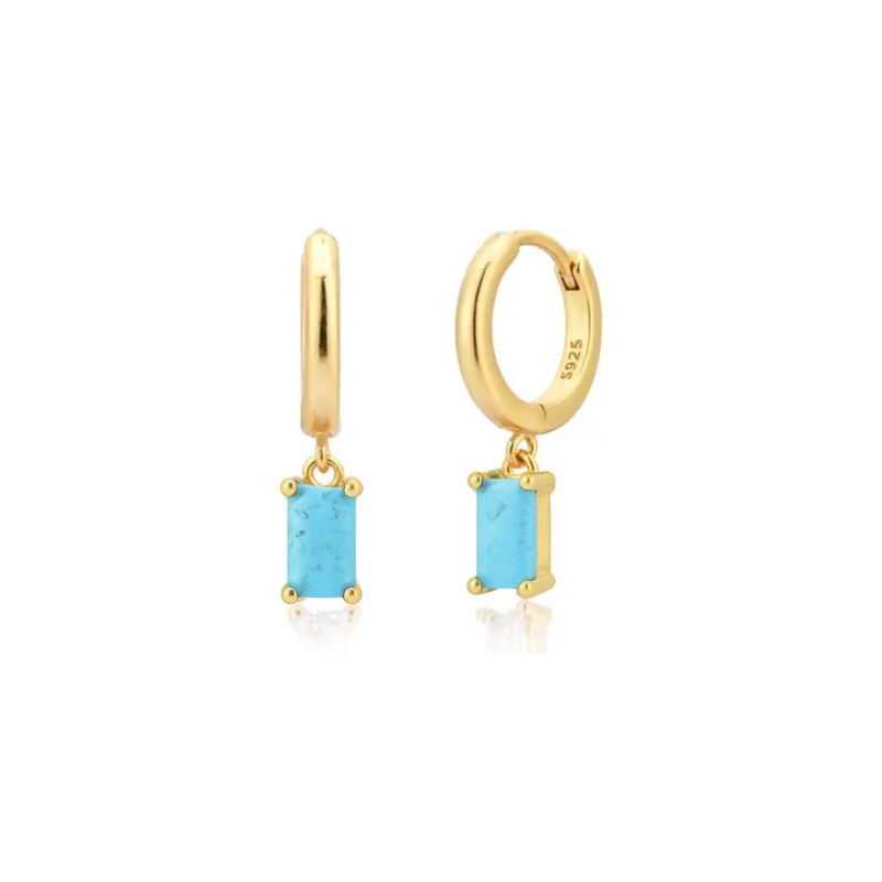 Atreya Stříbrná pozlacená kruhová náušnice Crystal glow - Turquoise 115072410