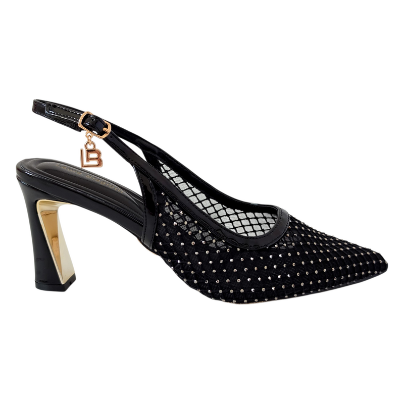 Černé slingback lodičky Laura Biagiotti Strass Black