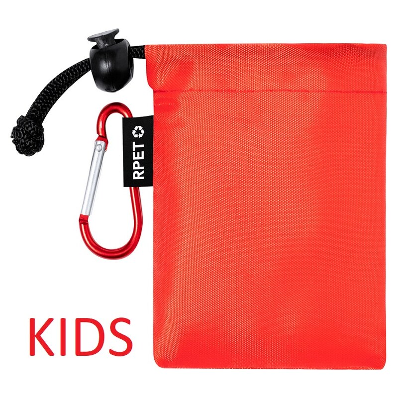 KIDS Pláštěnka LDPE pončo pro děti v ČERVENÉM RPET polyesterovém